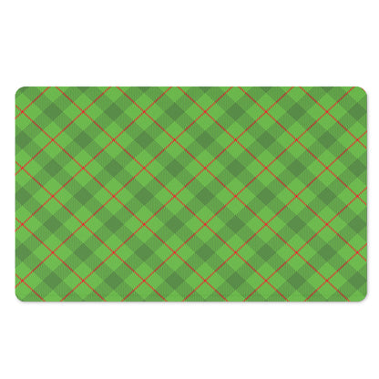 Green And Red Plaid Pattern Print Polyester Doormat
