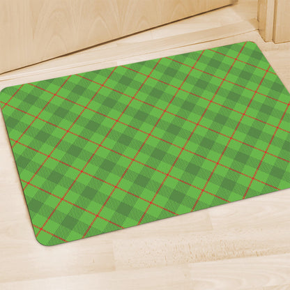 Green And Red Plaid Pattern Print Polyester Doormat