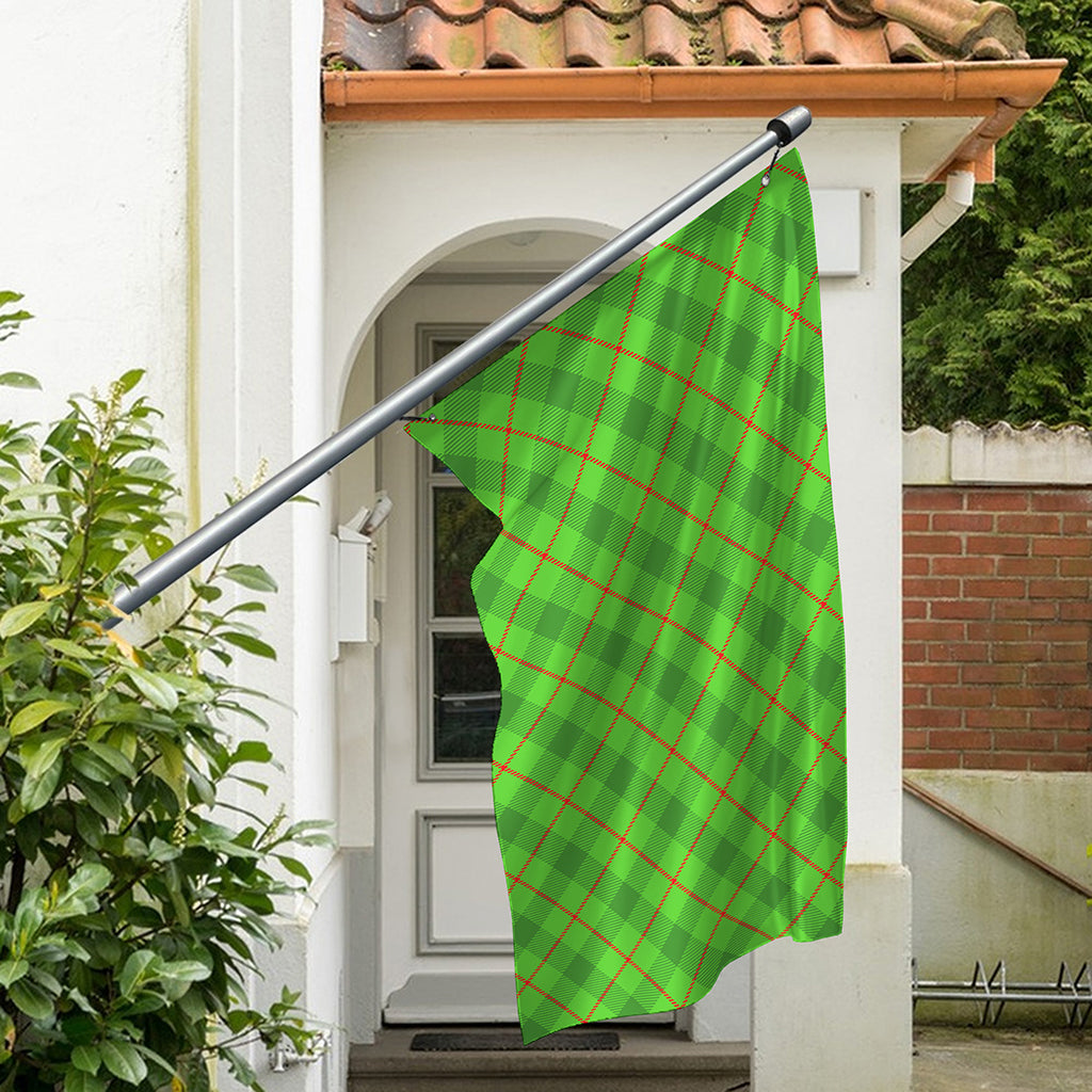 Green And Red Plaid Pattern Print Polyester Flag