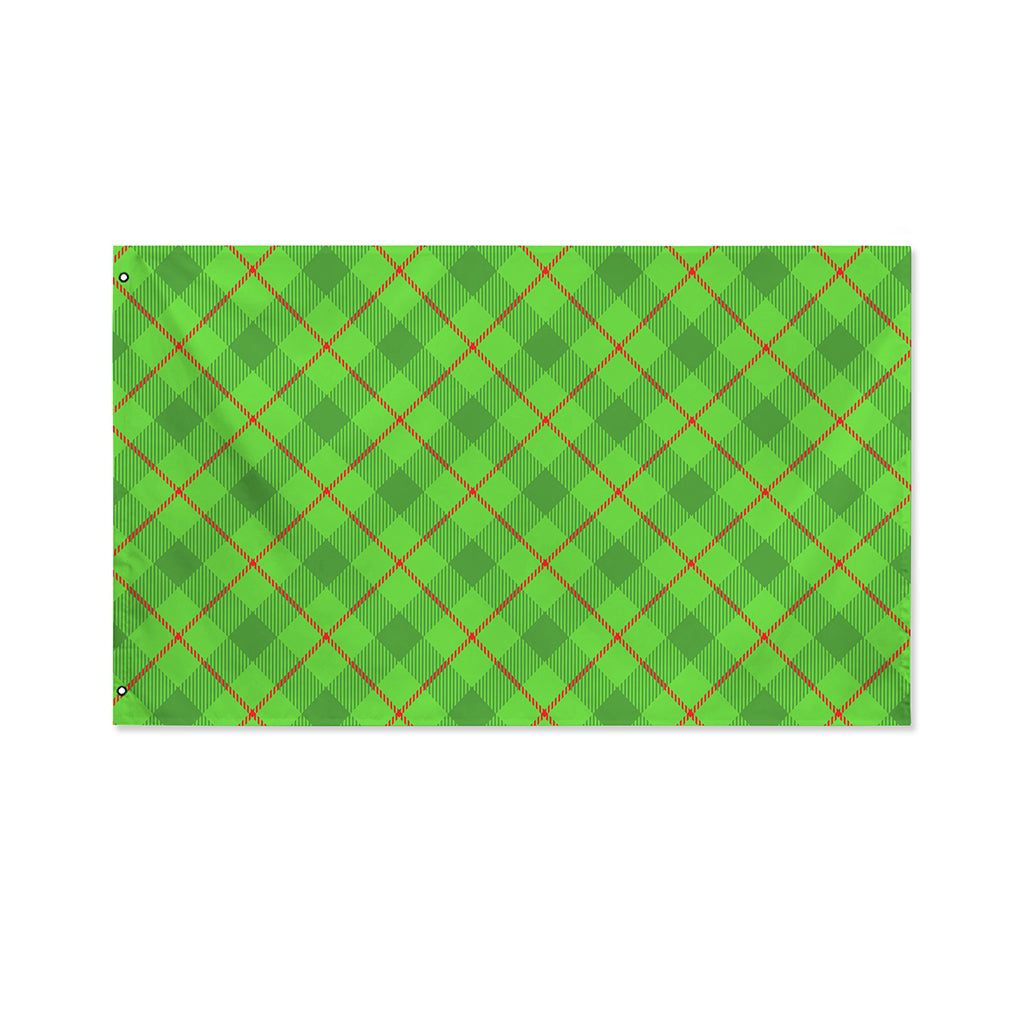 Green And Red Plaid Pattern Print Polyester Flag