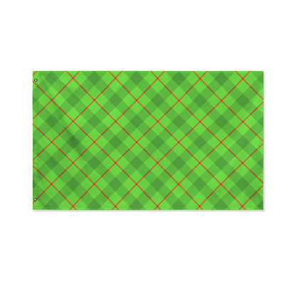 Green And Red Plaid Pattern Print Polyester Flag