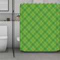 Green And Red Plaid Pattern Print Polyester Shower Curtain