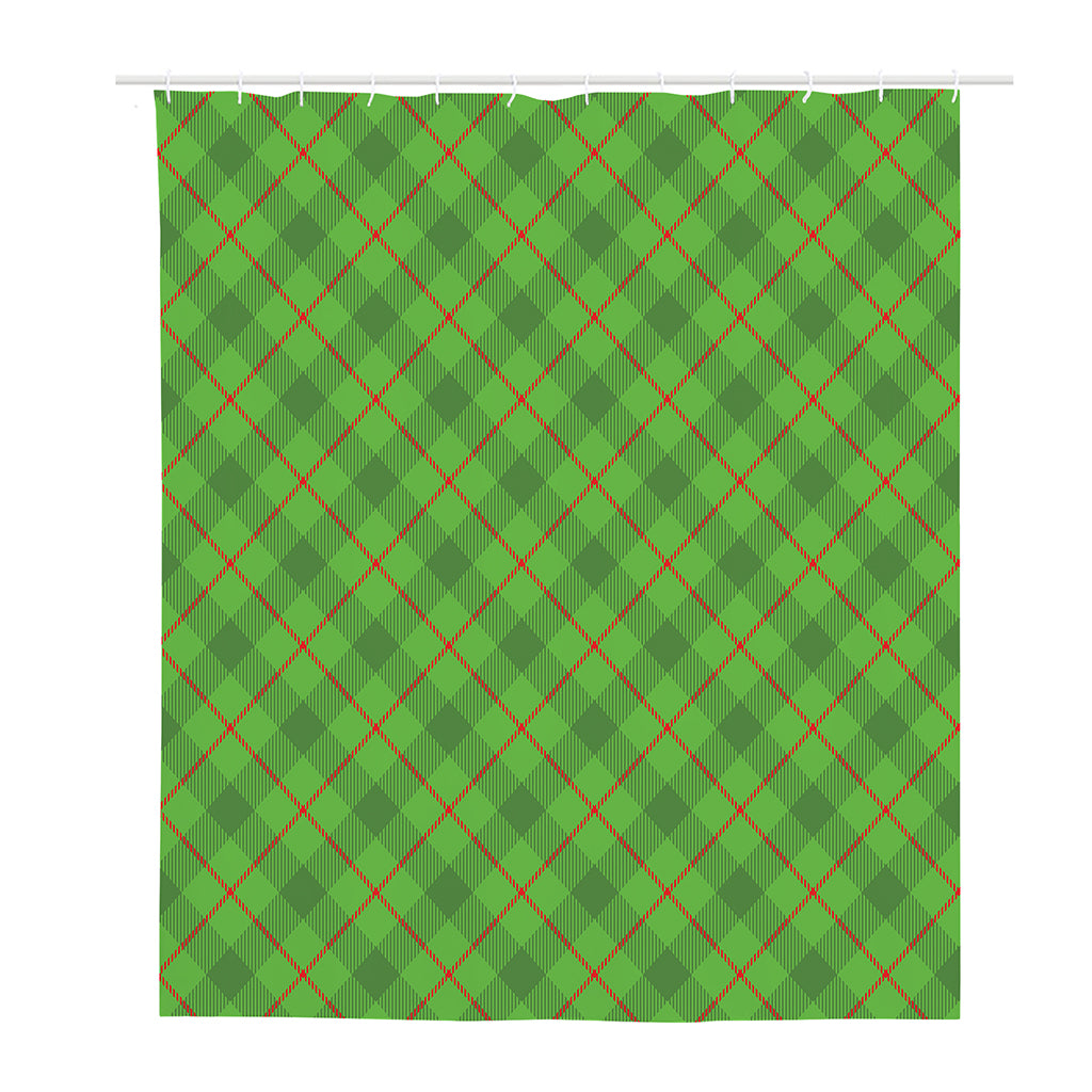 Green And Red Plaid Pattern Print Polyester Shower Curtain