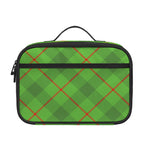 Green And Red Plaid Pattern Print Portable Lunch Bag
