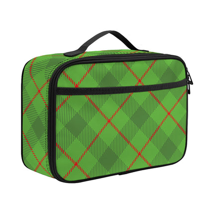 Green And Red Plaid Pattern Print Portable Lunch Bag