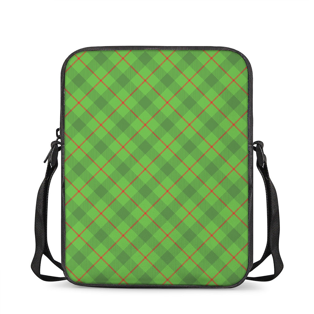 Green And Red Plaid Pattern Print Rectangular Crossbody Bag