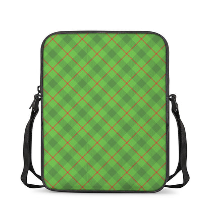 Green And Red Plaid Pattern Print Rectangular Crossbody Bag