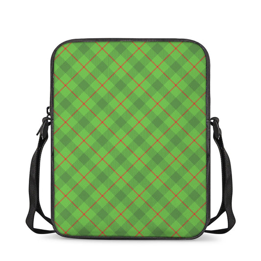 Green And Red Plaid Pattern Print Rectangular Crossbody Bag