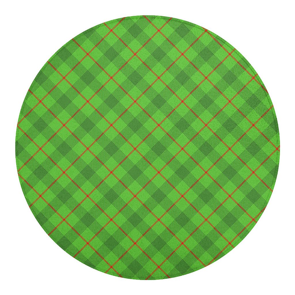 Green And Red Plaid Pattern Print Round Blanket