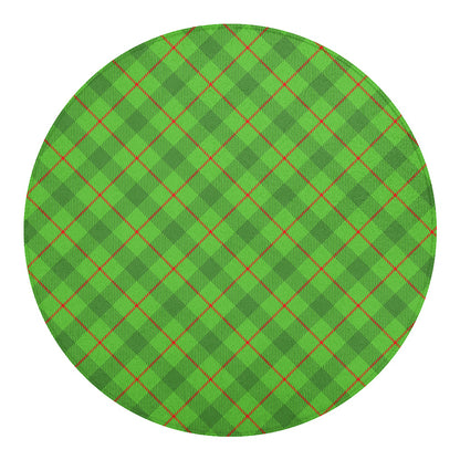 Green And Red Plaid Pattern Print Round Blanket