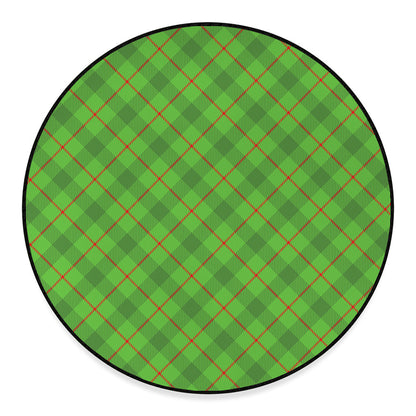 Green And Red Plaid Pattern Print Round Floor Mat
