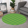 Green And Red Plaid Pattern Print Round Rug
