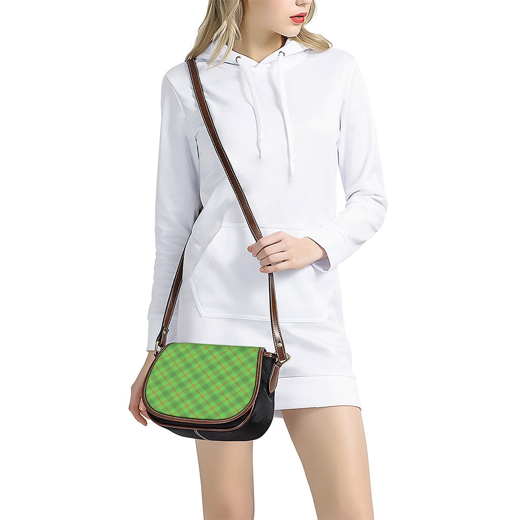 Green And Red Plaid Pattern Print Saddle Bag