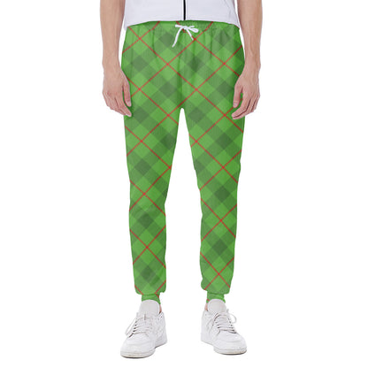 Green And Red Plaid Pattern Print Scuba Joggers