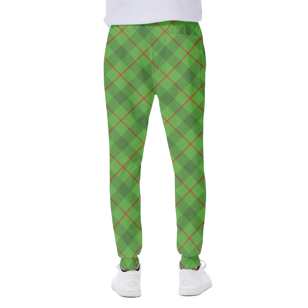 Green And Red Plaid Pattern Print Scuba Joggers