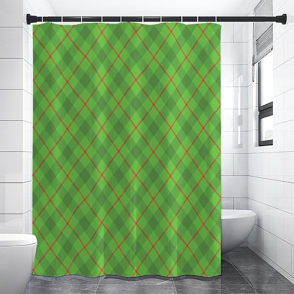 Green And Red Plaid Pattern Print Shower Curtain