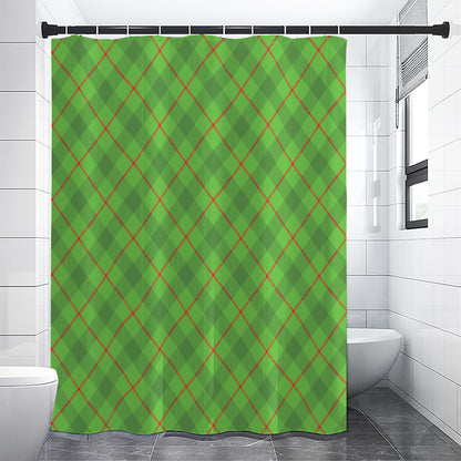 Green And Red Plaid Pattern Print Shower Curtain