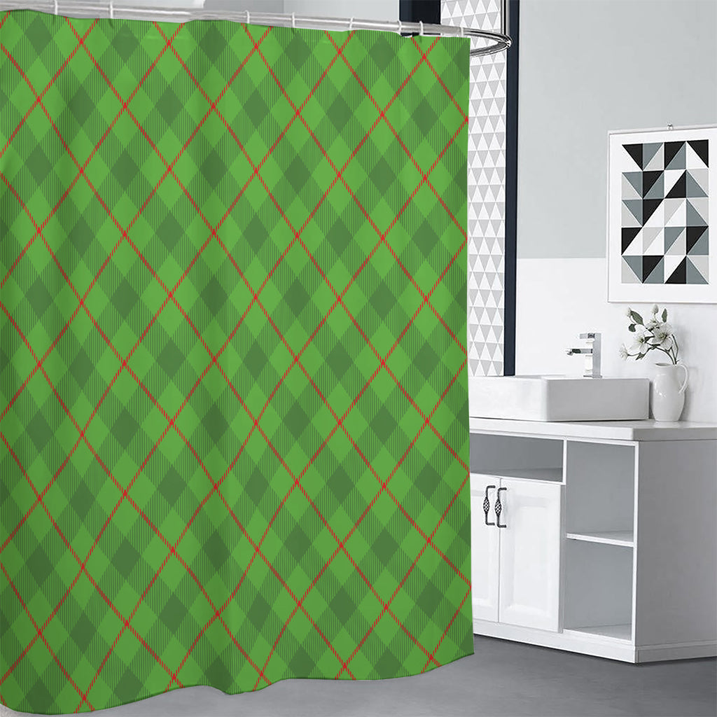 Green And Red Plaid Pattern Print Shower Curtain