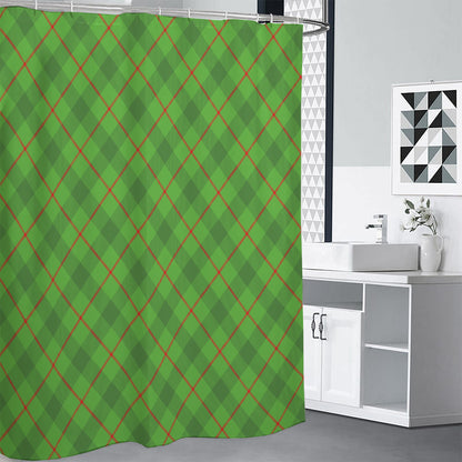Green And Red Plaid Pattern Print Shower Curtain