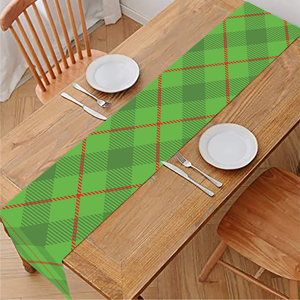 Green And Red Plaid Pattern Print Table Runner
