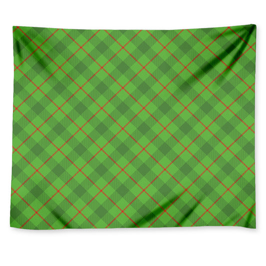 Green And Red Plaid Pattern Print Tapestry