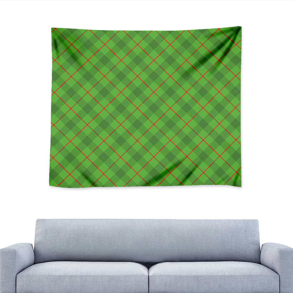 Green And Red Plaid Pattern Print Tapestry