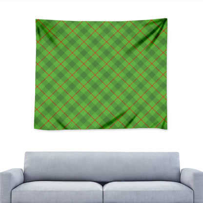 Green And Red Plaid Pattern Print Tapestry