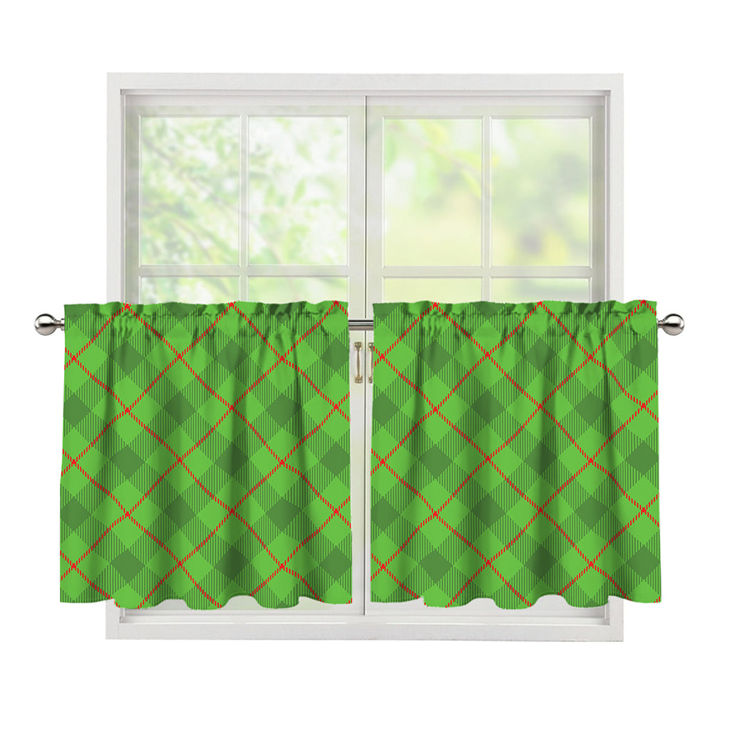 Green And Red Plaid Pattern Print Tier Curtains