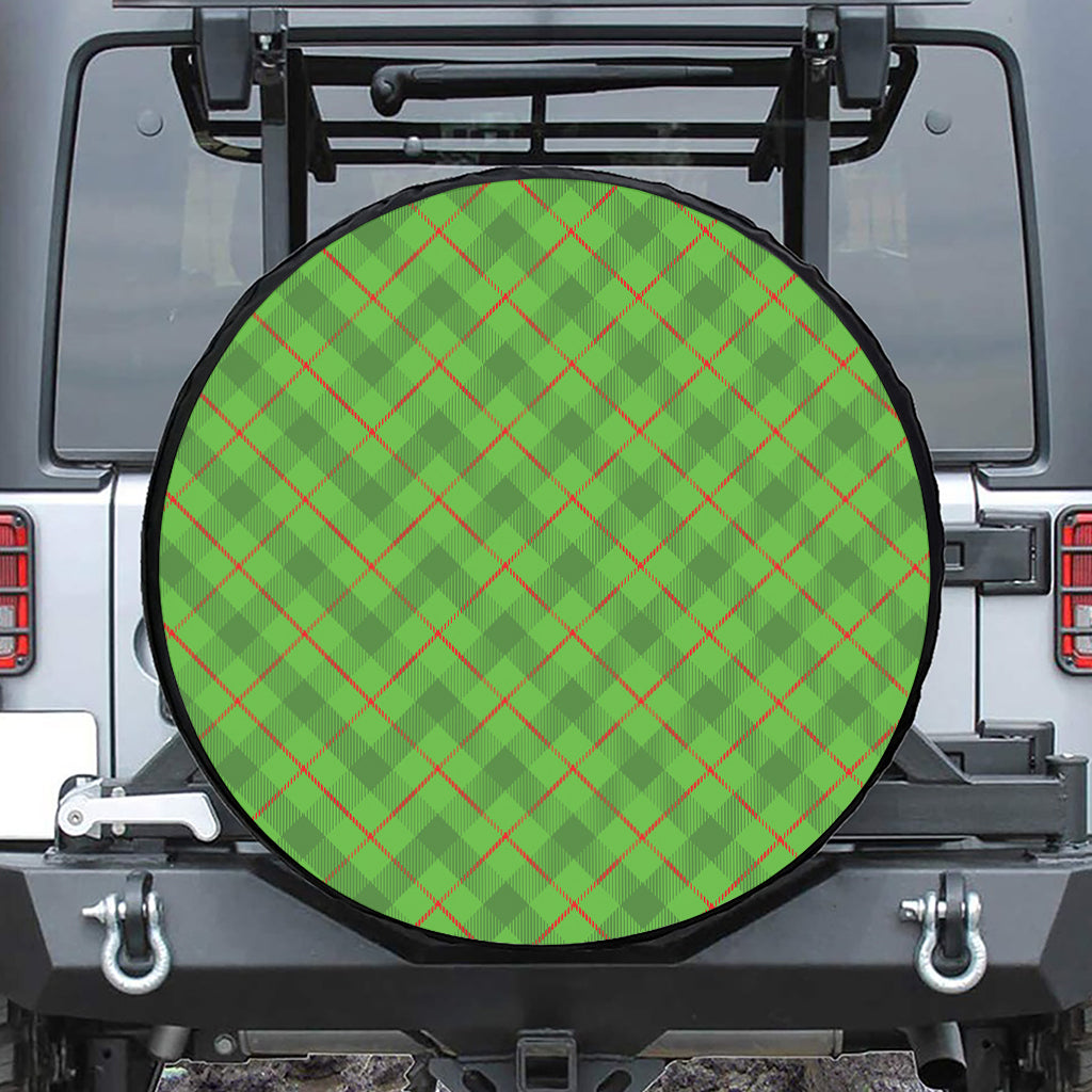 Green And Red Plaid Pattern Print Tire Cover