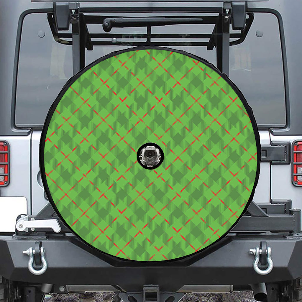 Green And Red Plaid Pattern Print Tire Cover With Camera Hole