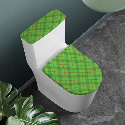 Green And Red Plaid Pattern Print Toilet Lid And Tank Cover Set