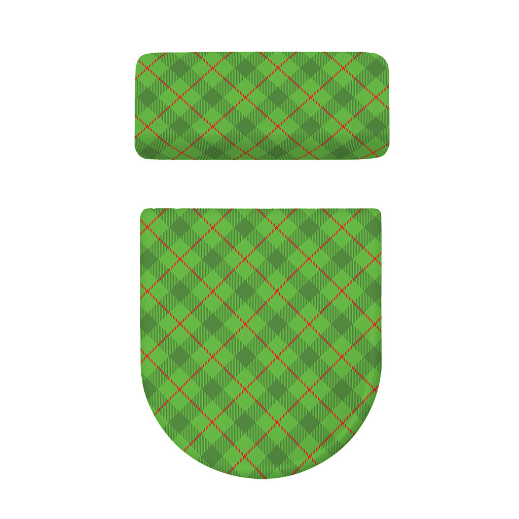 Green And Red Plaid Pattern Print Toilet Lid And Tank Cover Set