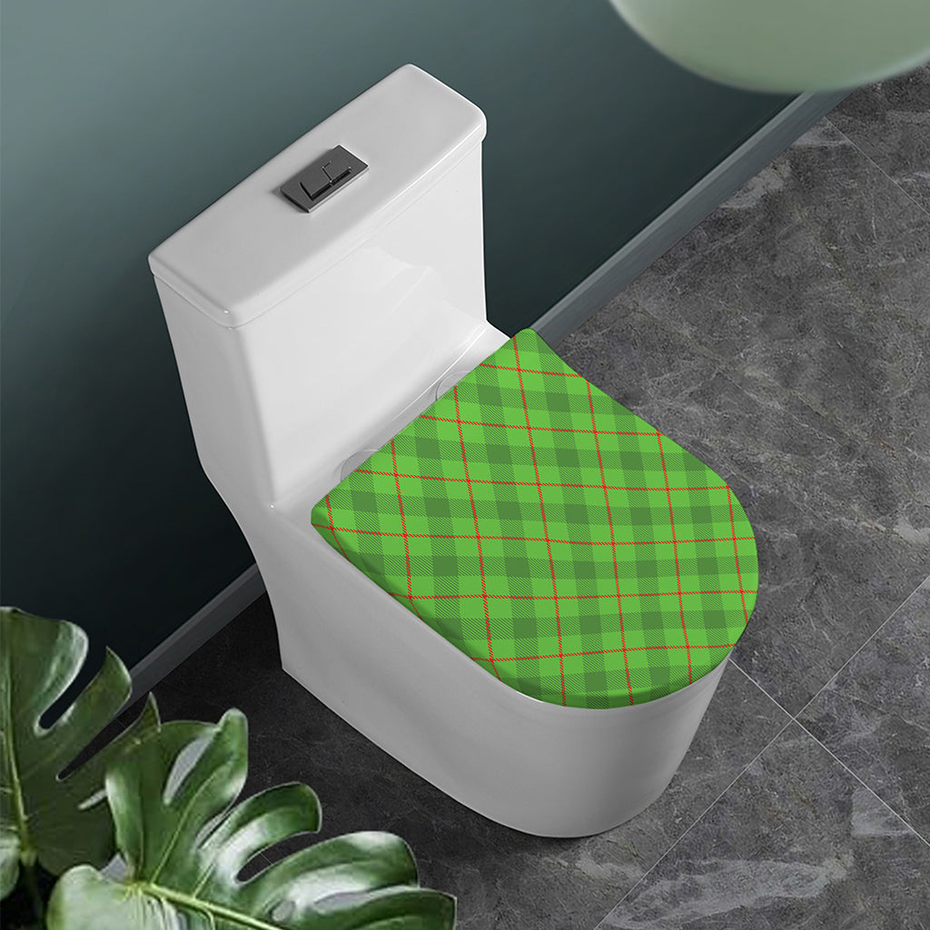 Green And Red Plaid Pattern Print Toilet Lid Cover