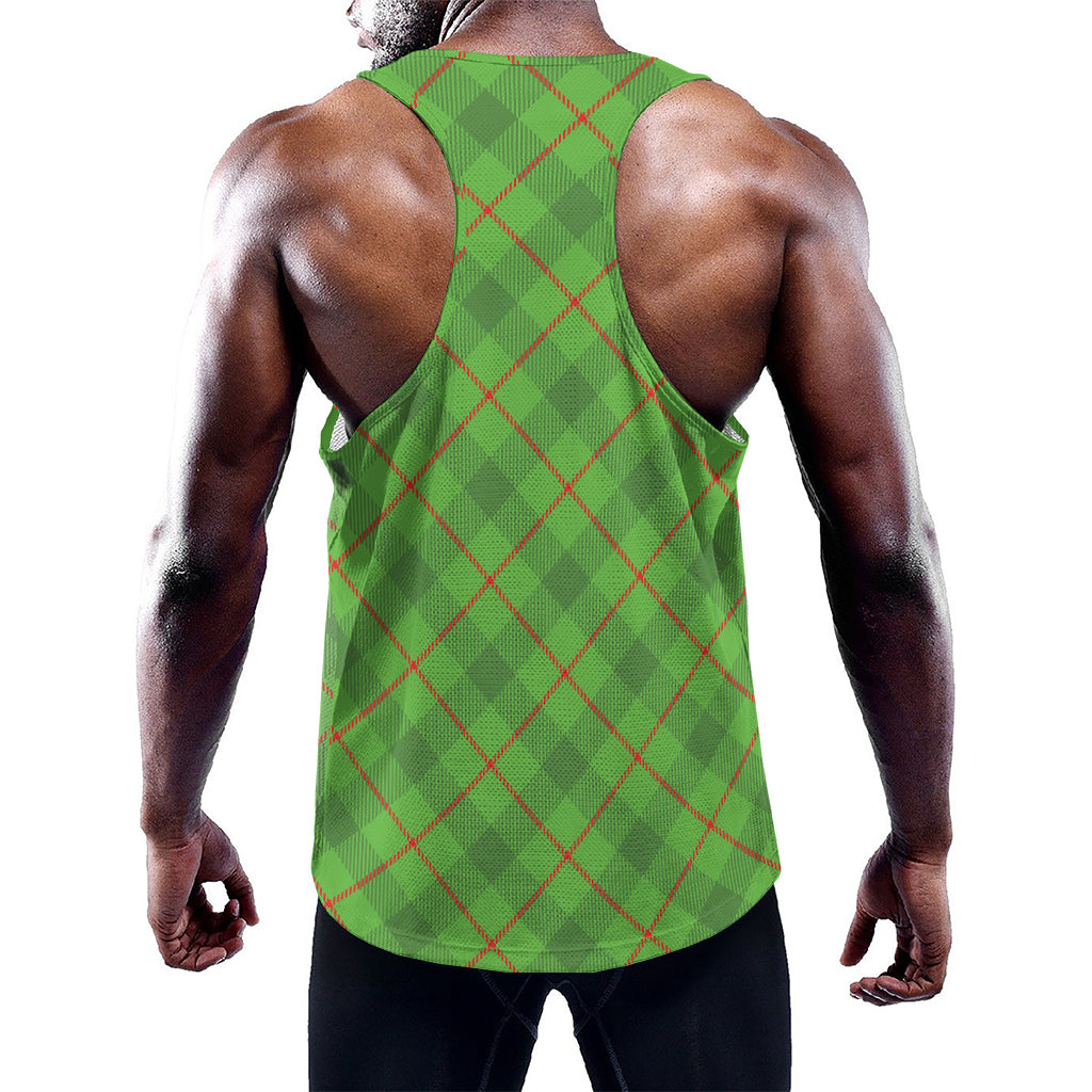 Green And Red Plaid Pattern Print Training Tank Top