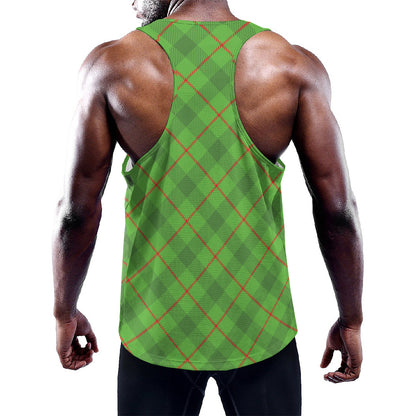 Green And Red Plaid Pattern Print Training Tank Top