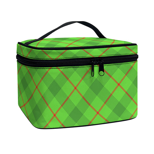 Green And Red Plaid Pattern Print Travel Makeup Bag