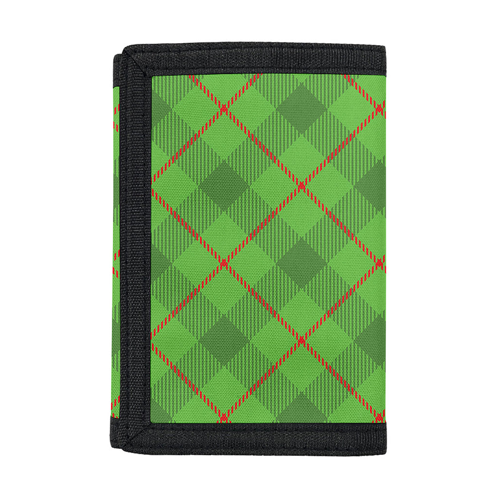 Green And Red Plaid Pattern Print Trifold Wallet