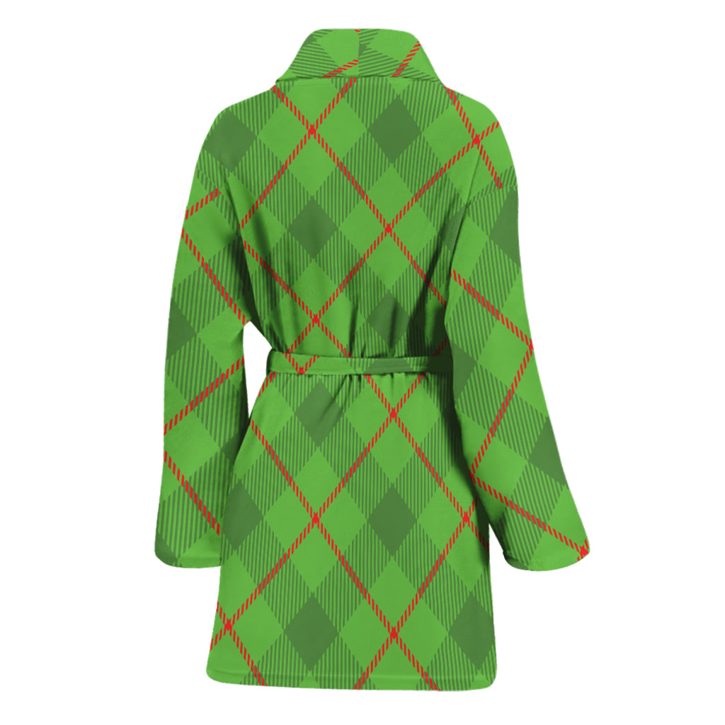 Green And Red Plaid Pattern Print Women's Bathrobe