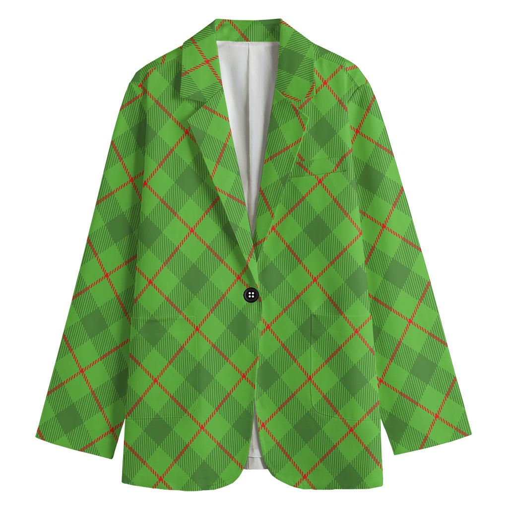 Green And Red Plaid Pattern Print Women's Blazer