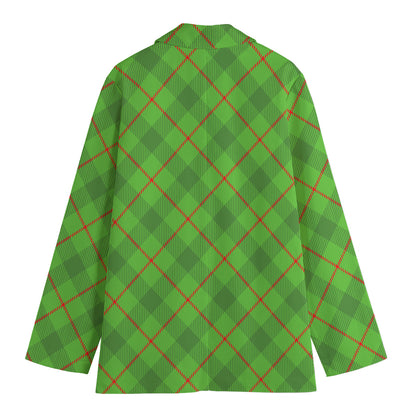 Green And Red Plaid Pattern Print Women's Blazer