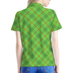Green And Red Plaid Pattern Print Women's Polo Shirt