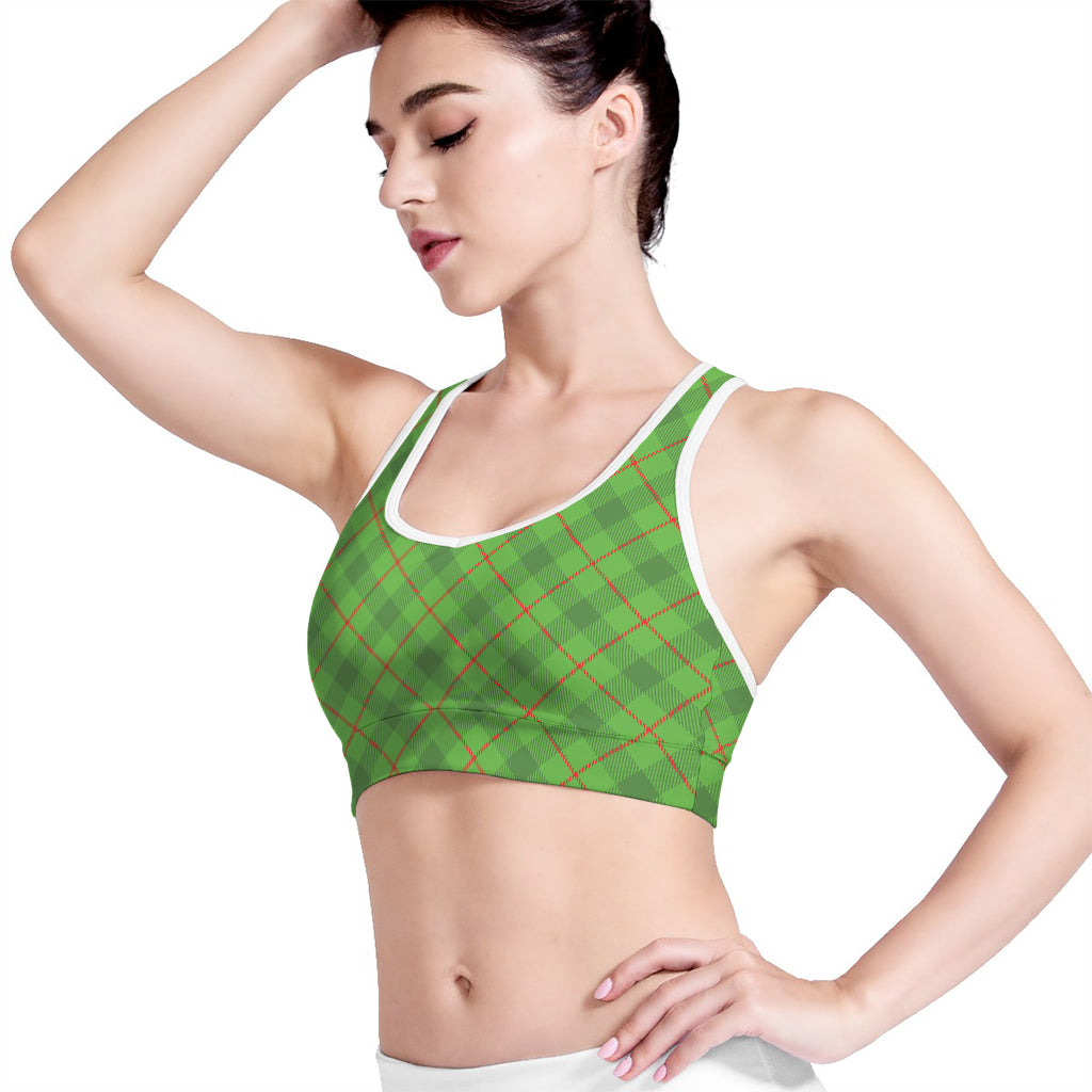 Green And Red Plaid Pattern Print Women's Sports Bra