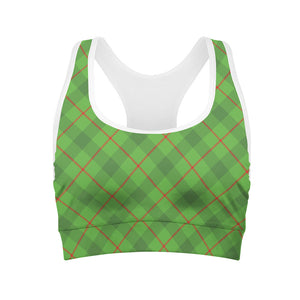 Green And Red Plaid Pattern Print Women's Sports Bra