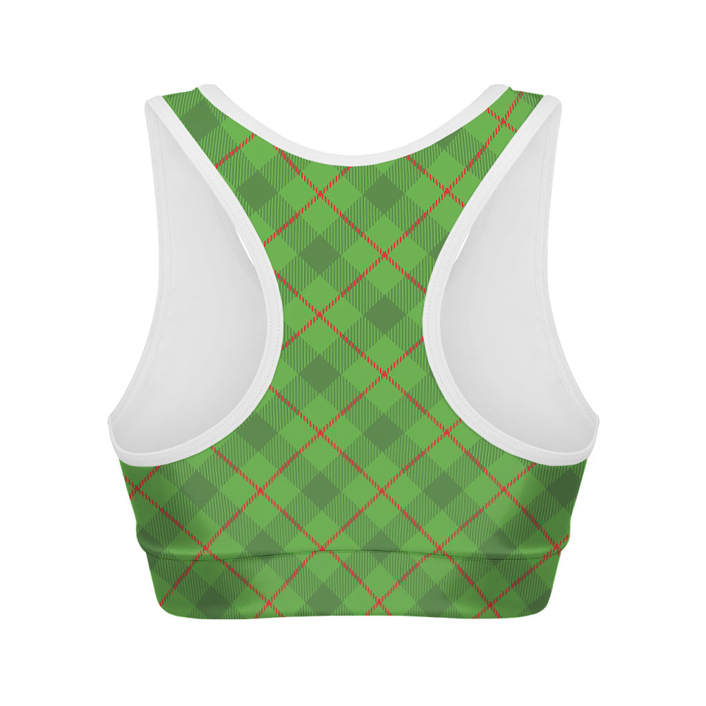 Green And Red Plaid Pattern Print Women's Sports Bra