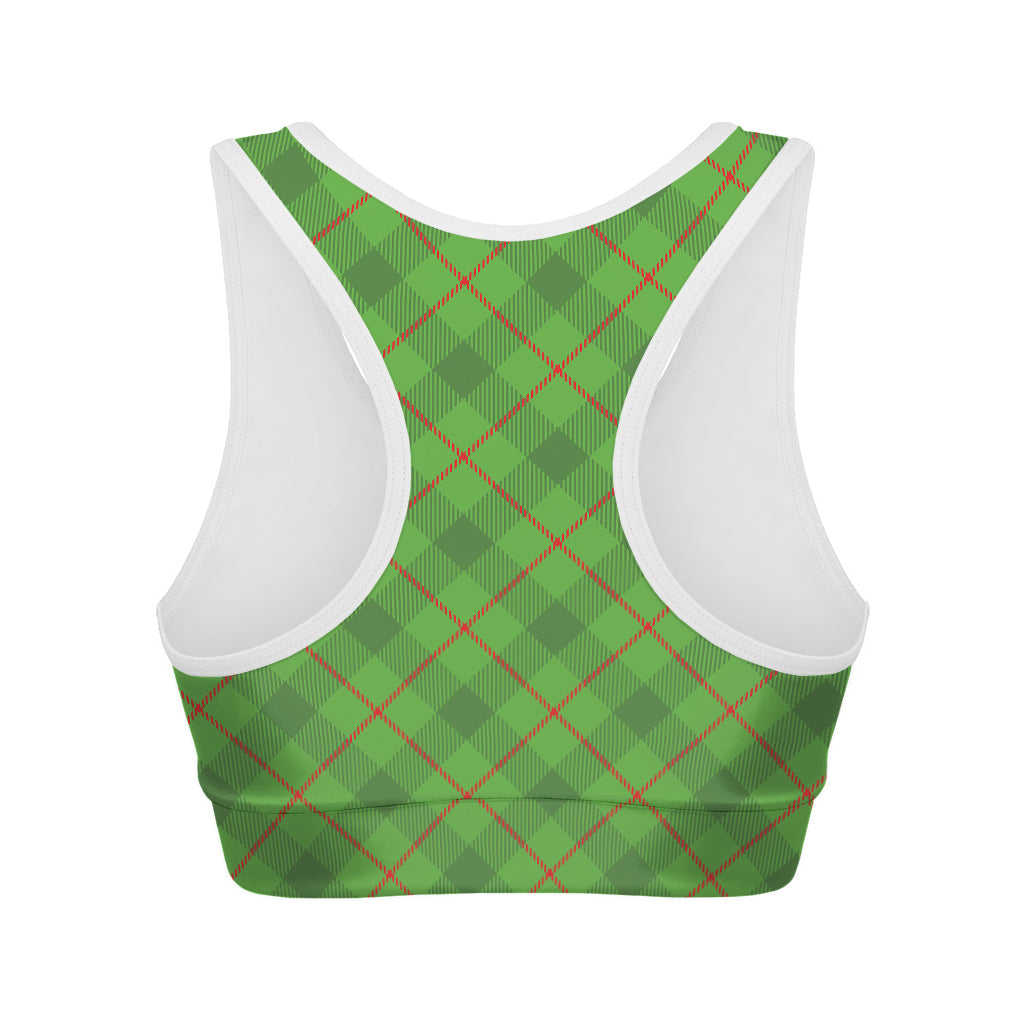 Green And Red Plaid Pattern Print Women's Sports Bra