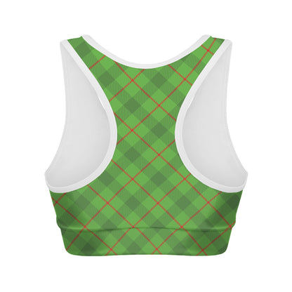 Green And Red Plaid Pattern Print Women's Sports Bra