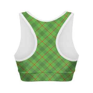 Green And Red Plaid Pattern Print Women's Sports Bra