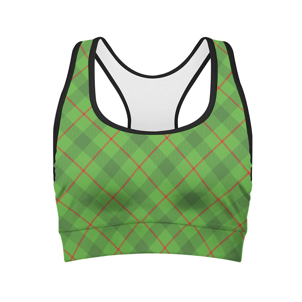 Green And Red Plaid Pattern Print Women's Sports Bra