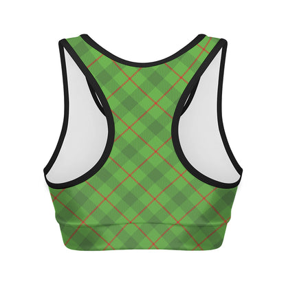 Green And Red Plaid Pattern Print Women's Sports Bra