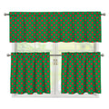 Green And Red Polka Dot Pattern Print 3 Piece Kitchen Curtains